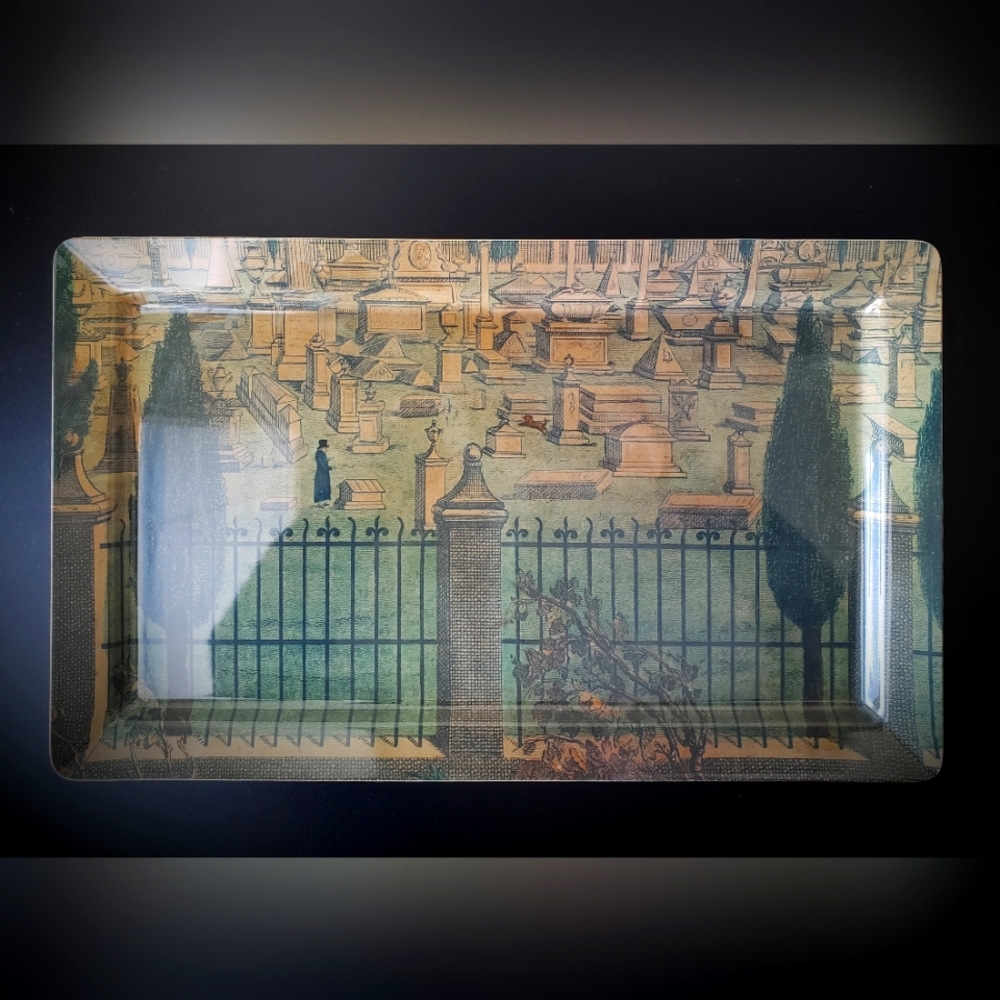 John Derian Target Snack Snatchers Halloween Vintage Graveyard Serving Tray RARE